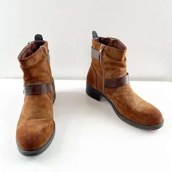 Stylish Tan Ankle Boots with Zipper and Buckle - Picture 10 of 10